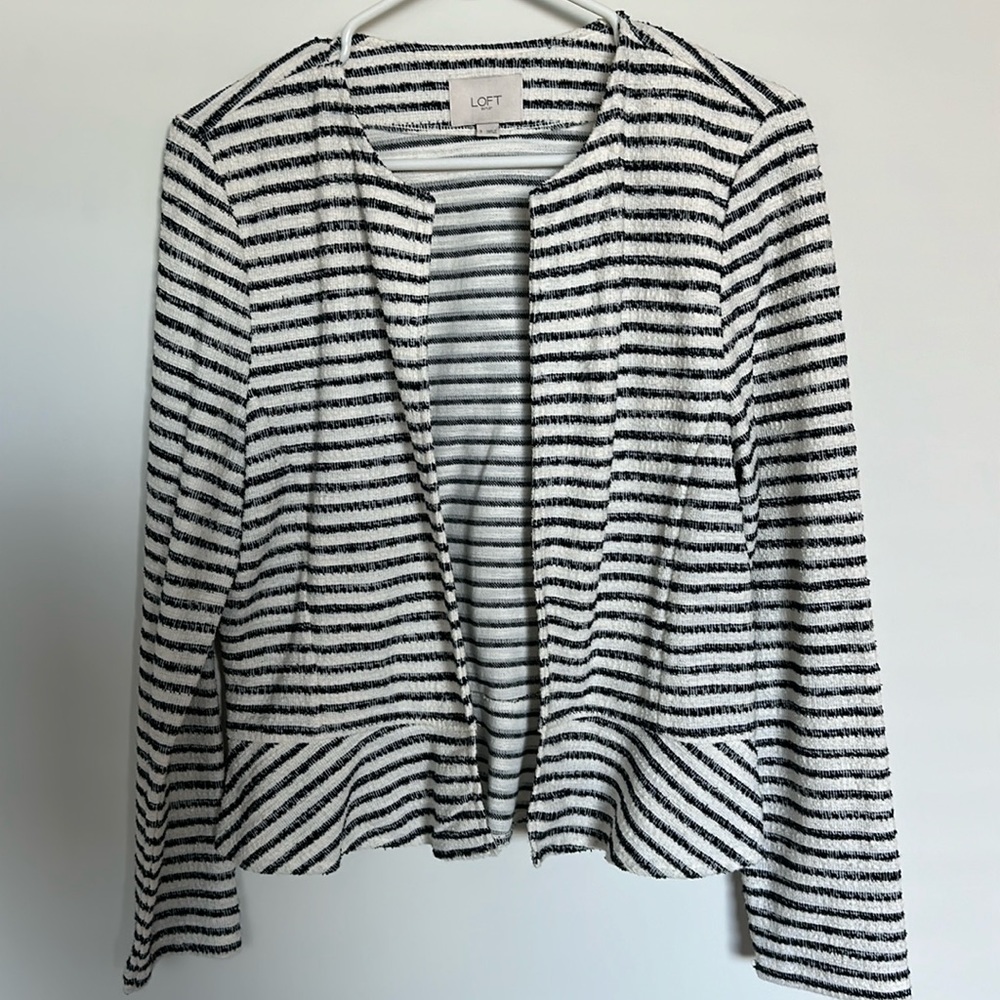 Loft Outlet light weight blue striped dress jacket.